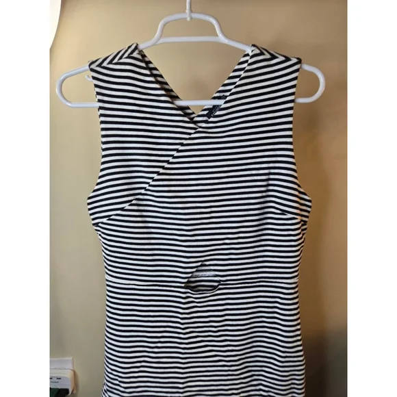 Women's Kate Spade Saturday Black White Striped Mini Dress S - Picture 2 of 9